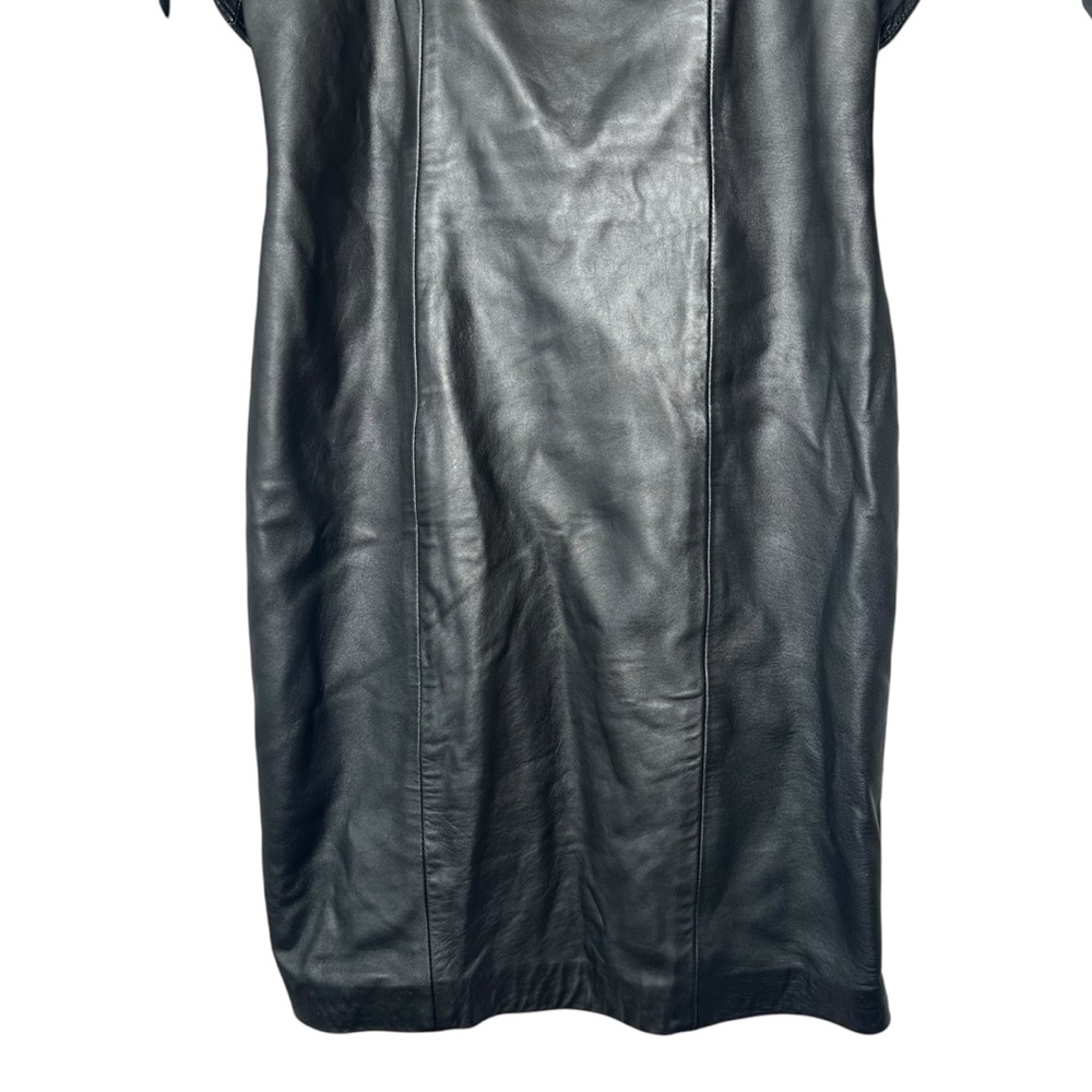 |VTG| Fitted Leather Mini Dress w/ Leather Shrug - Picture 3 of 9